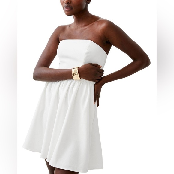 NWT French Connection whisper strapless peplum dress in summer white size 6 - Picture 1 of 6